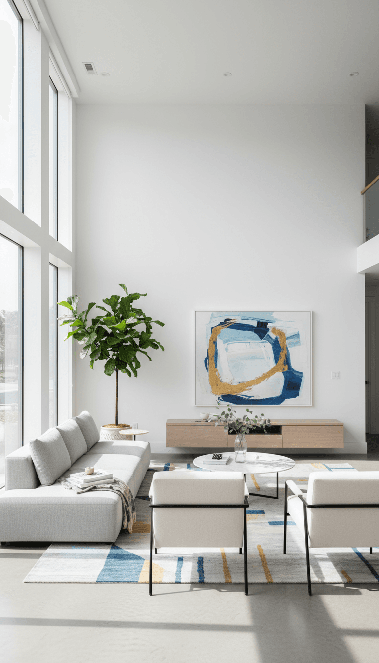 Bright clean modern living room