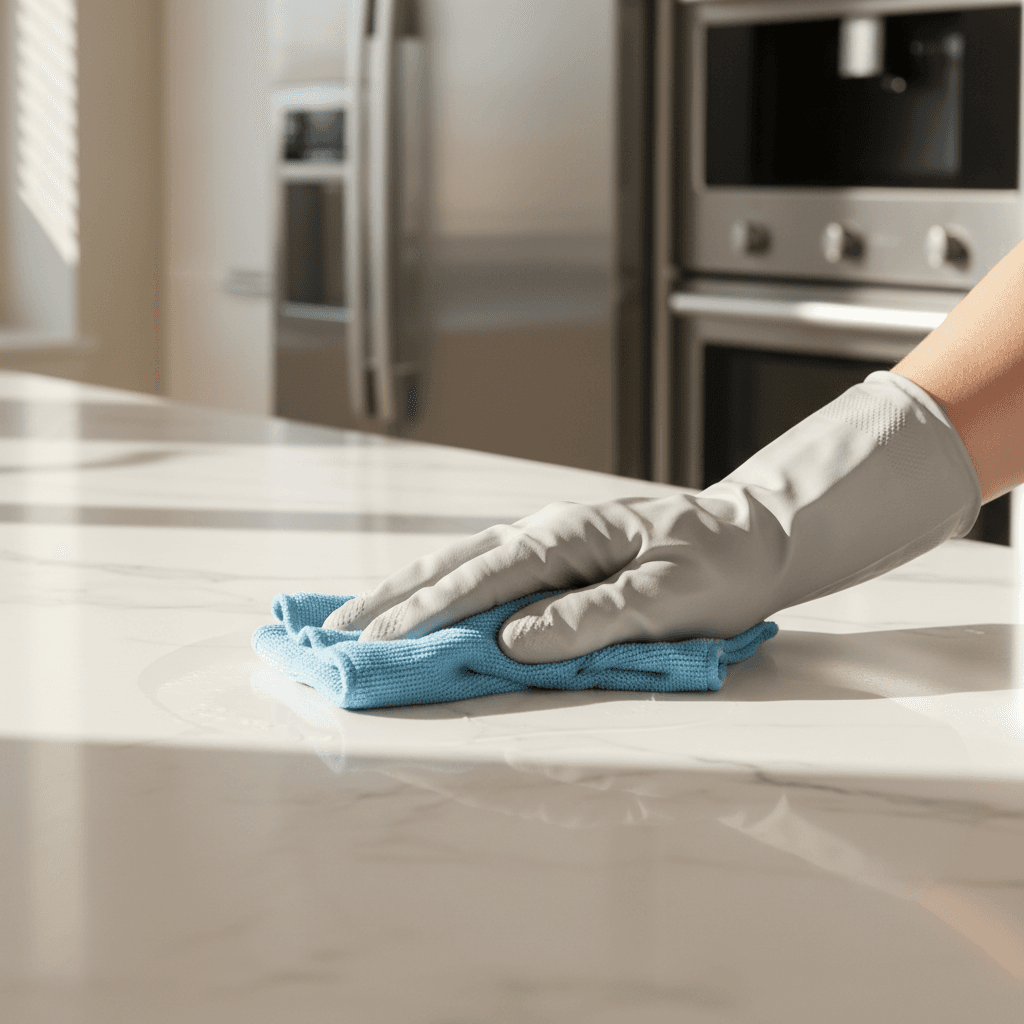 Professional cleaner working in a Denver home